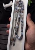 REAL White Agate Stone Islamic Prayer 33 beads Tasbih Misbaha Rosary Tasbeeh