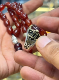 Real REBUY Red Agate Stone Tasbih With Custom Name Ring