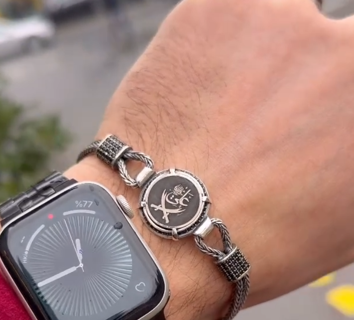 Silver Ali Zulfiqar Bracelet, 925 Curb Chain Men Bracelet, Engraved Chain Bracelet, Sword Zulfiqar Bracelet, Gift For Men