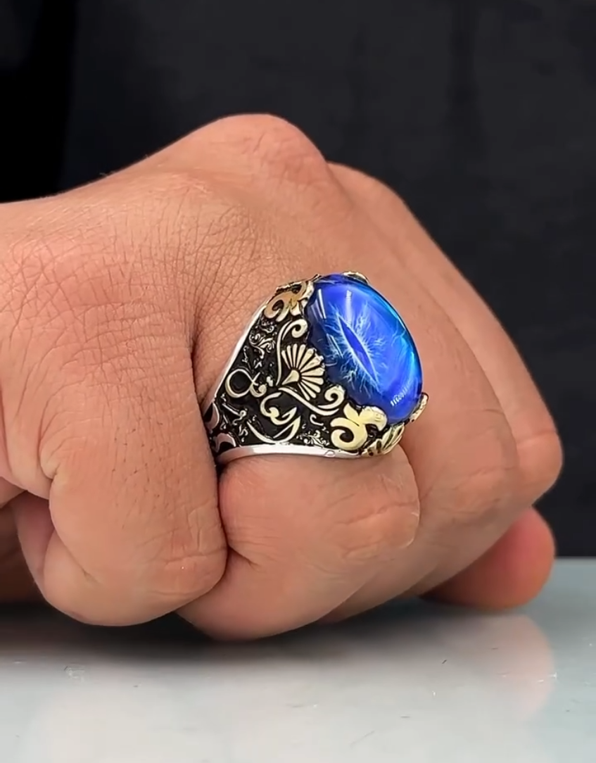 Oval Dragon Blue Eye RPG DND Crown Cosplay – VIP Ring