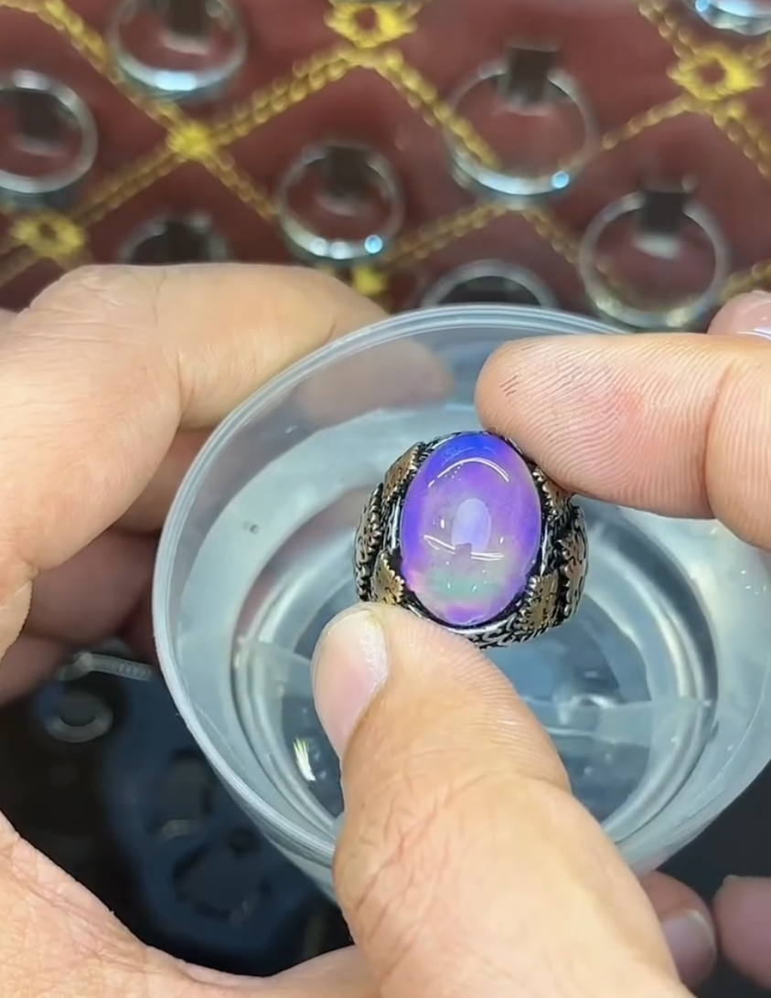 Natural Moonstone Blue Stunning Colour Changing Stone Turkish Ring
