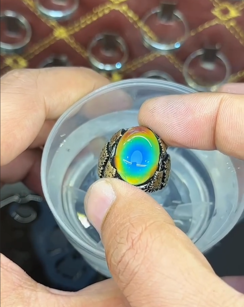 Natural Moonstone Blue Stunning Colour Changing Stone Turkish Ring
