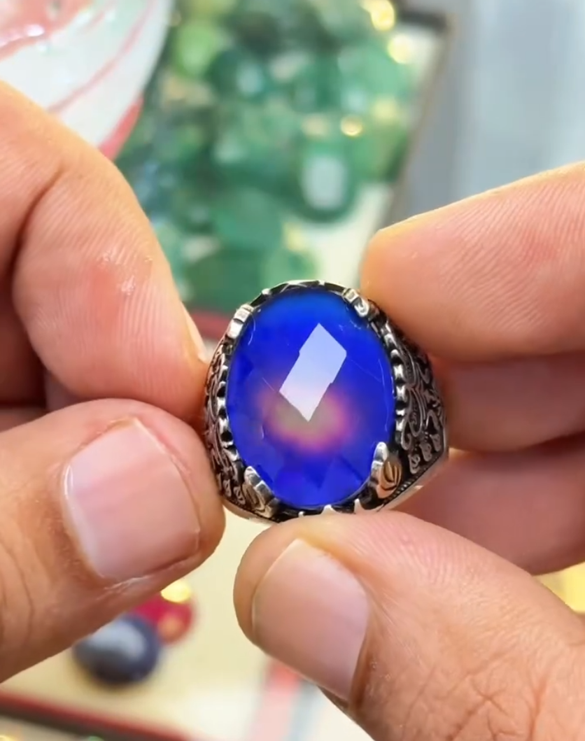 Natural Moonstone Stunning Colour Changing Stone Turkish Ring