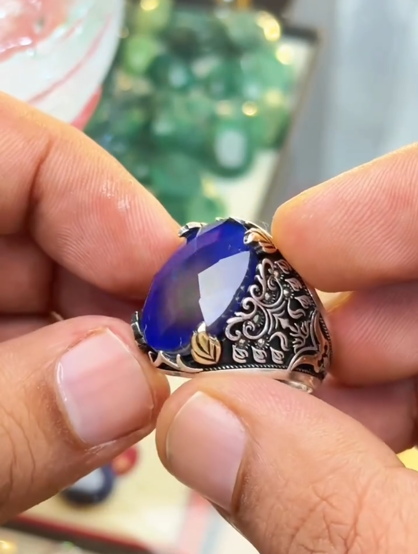 Natural Moonstone Stunning Colour Changing Stone Turkish Ring