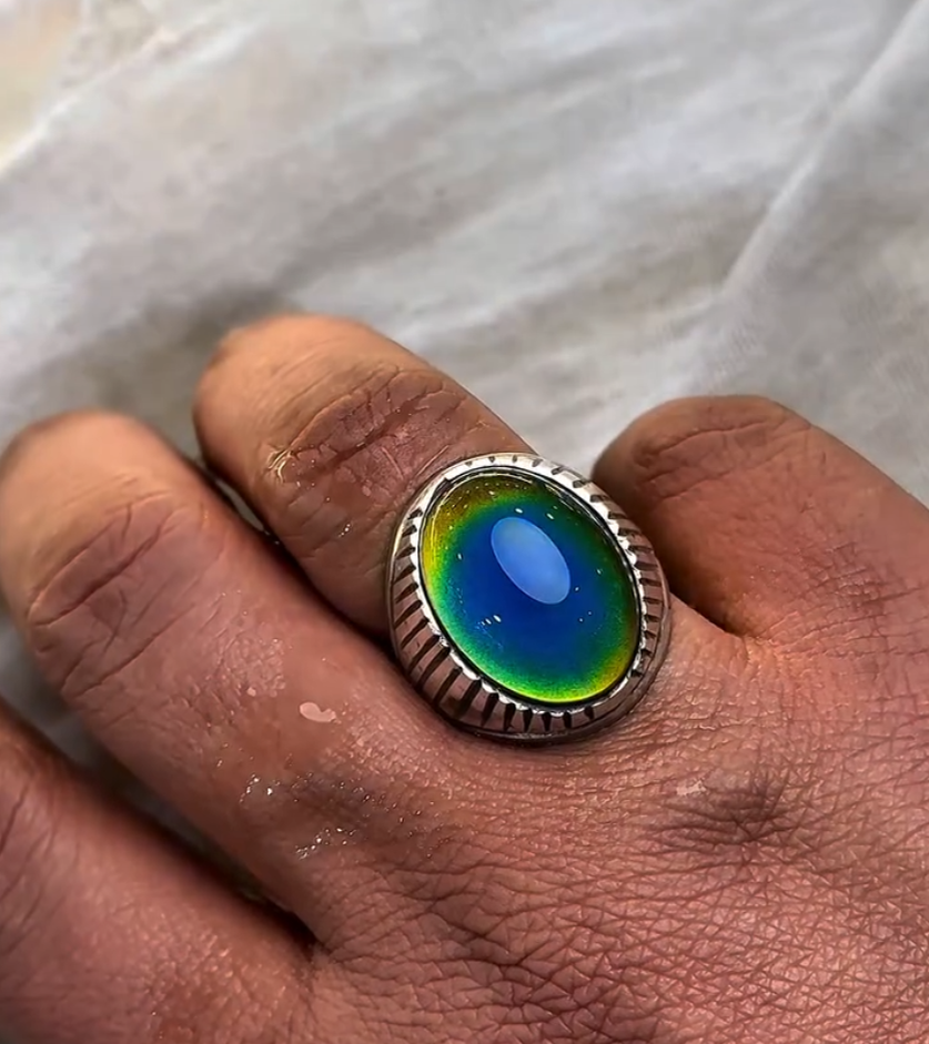 Men's Aquamarine premium Stone Color Change Silver – VIP Ring
