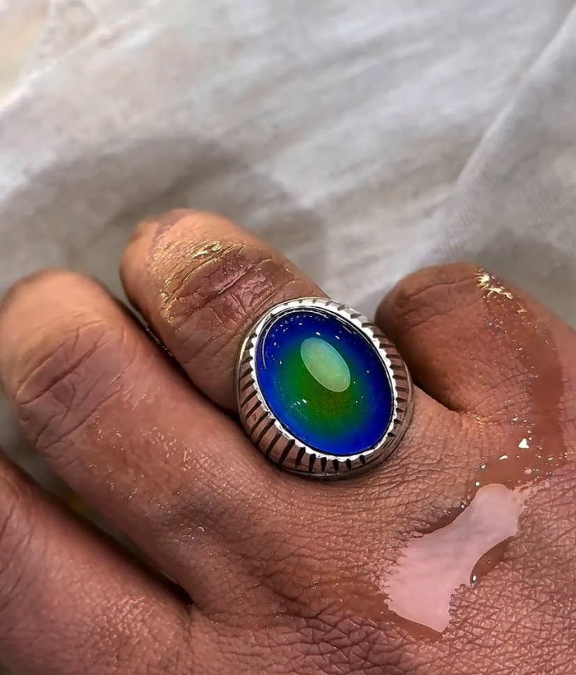 Men's Aquamarine premium Stone Color Change Silver – VIP Ring
