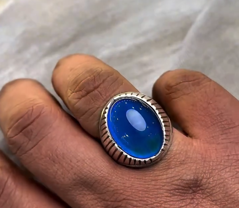 Men's Aquamarine premium Stone Color Change Silver – VIP Ring