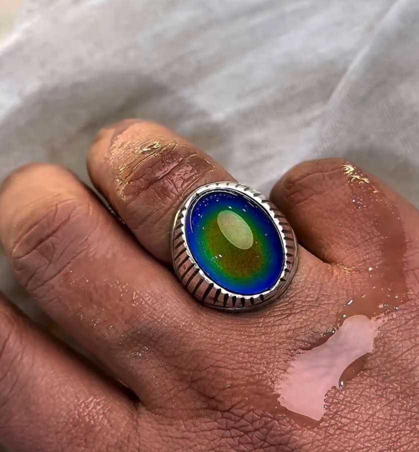 Men's Aquamarine premium Stone Color Change Silver – VIP Ring