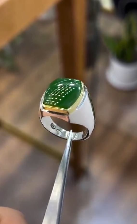 💚 Royal Green aqeeq Stone VIP Ring Most Demanded