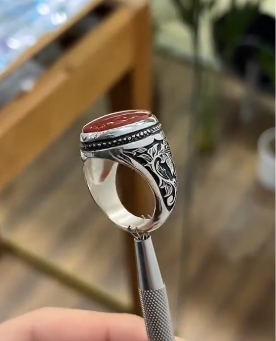 Royal Red Stone Silver Ring for Men Most Demanded