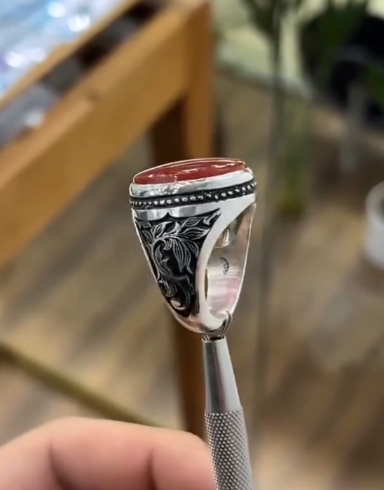 Royal Red Stone Silver Ring for Men Most Demanded