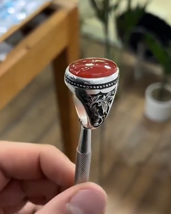 Royal Red Stone Silver Ring for Men Most Demanded