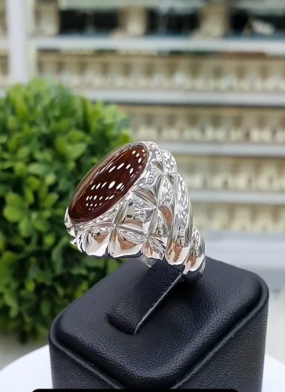 Royal Yemeni Aqeeq Silver Ring for Men Most Demanded