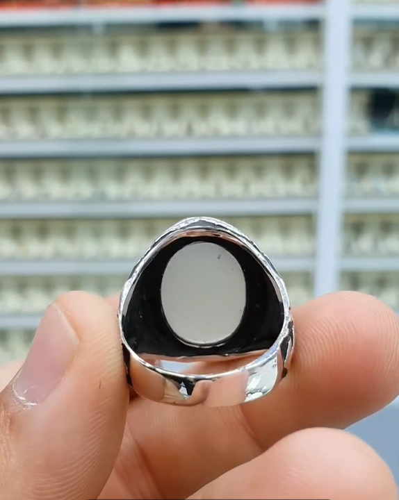 Traditional Yemeni Aqeeq Silver Ring for Men Most Demanded