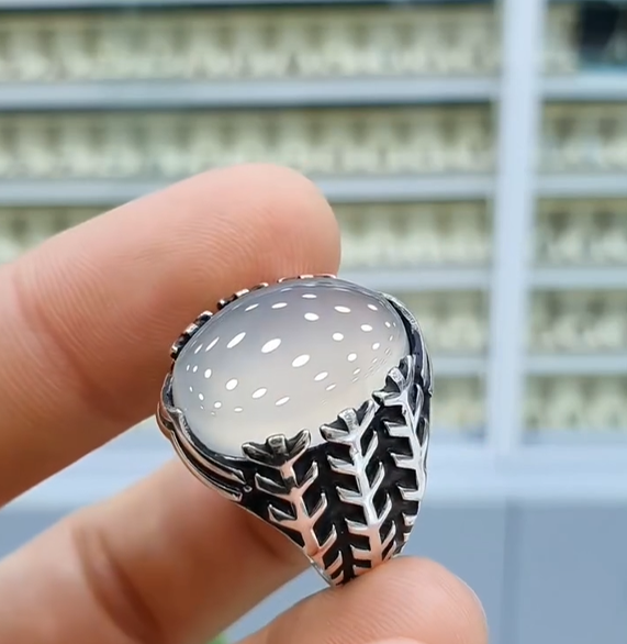 Traditional Yemeni Aqeeq Silver Ring for Men Most Demanded