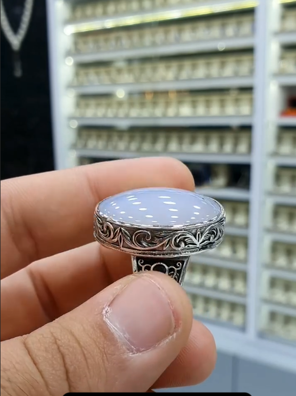 Luxury Yemeni Aqeeq Silver Ring for Men Most Demanded