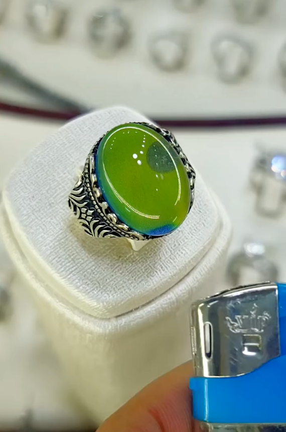 Color Change Classic Arabic Aqeeq Gemstone Ring for Men Most Demanded