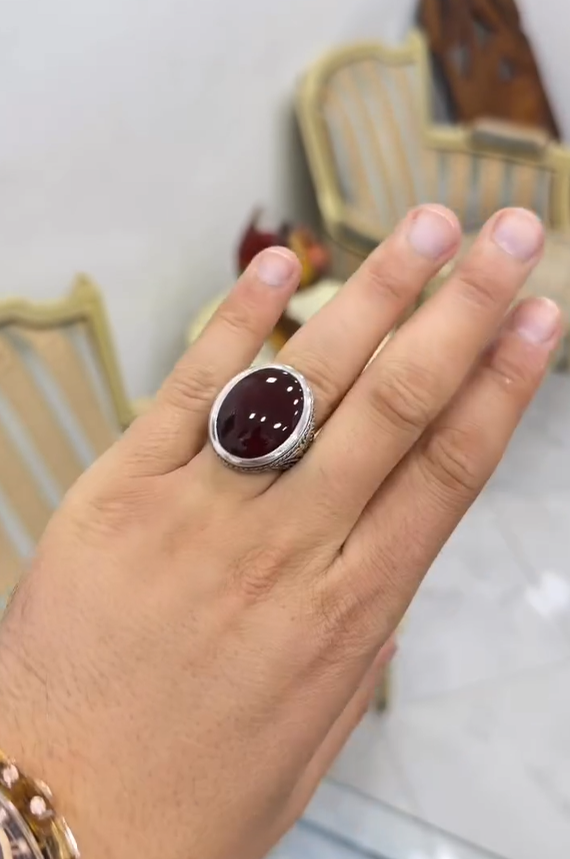 remium Natural-Style Aqeeq Ring for Men Most Demanded