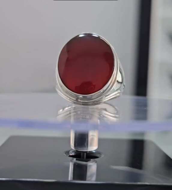 Premium Red Aqeeq Stone Ring for Men Most Demanded
