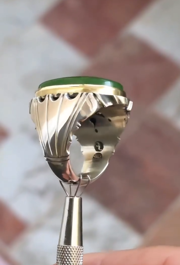 Green Modern Gentleman Aqeeq Ring for Men Most Demanded