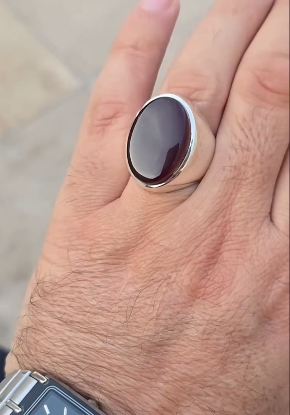Brown Aqeeq Gemstone Ring VIP for Men Most Demanded