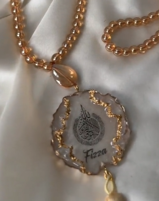 Customized golden crystal tasbih beads