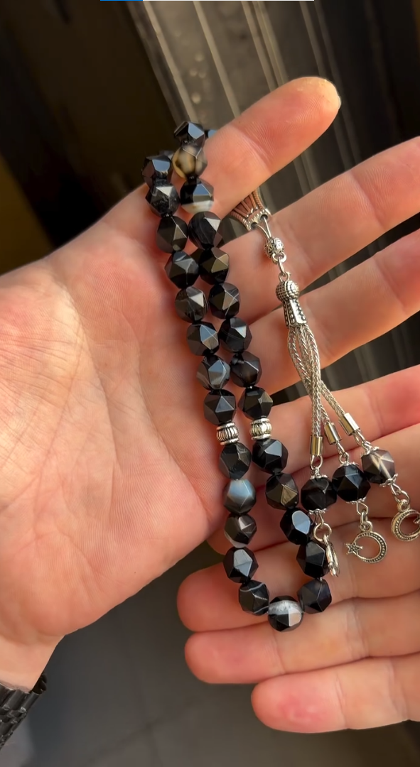 Black Agate Stone Beads Tasbeeh