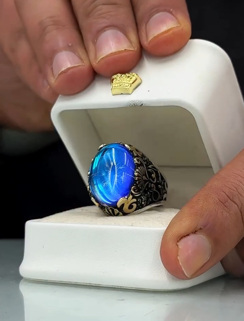 Oval Dragon Blue Eye RPG DND Crown Cosplay – VIP Ring