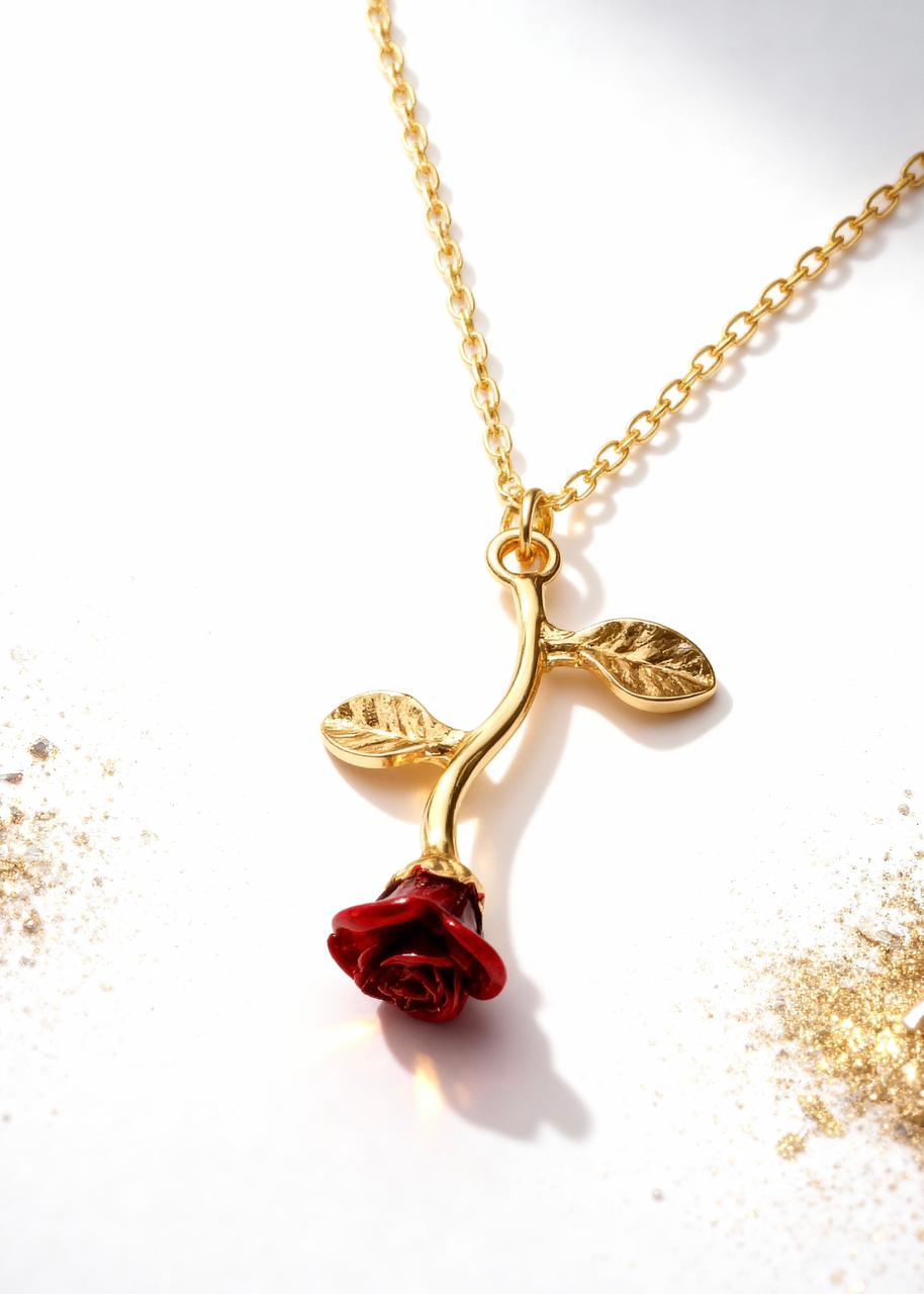 Falling Rose Pendant "Adjustable Chain"