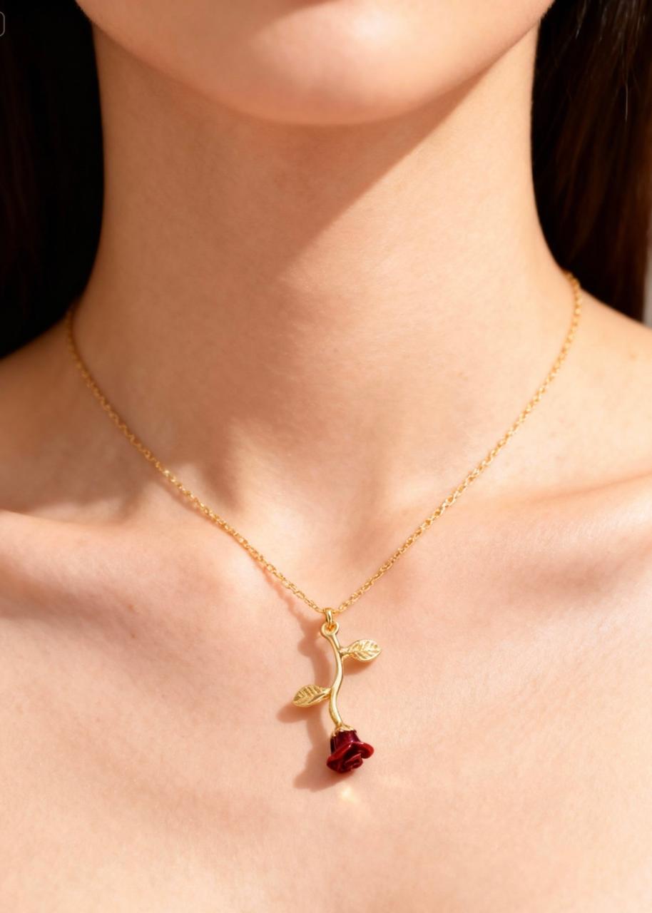 Falling Rose Pendant "Adjustable Chain"